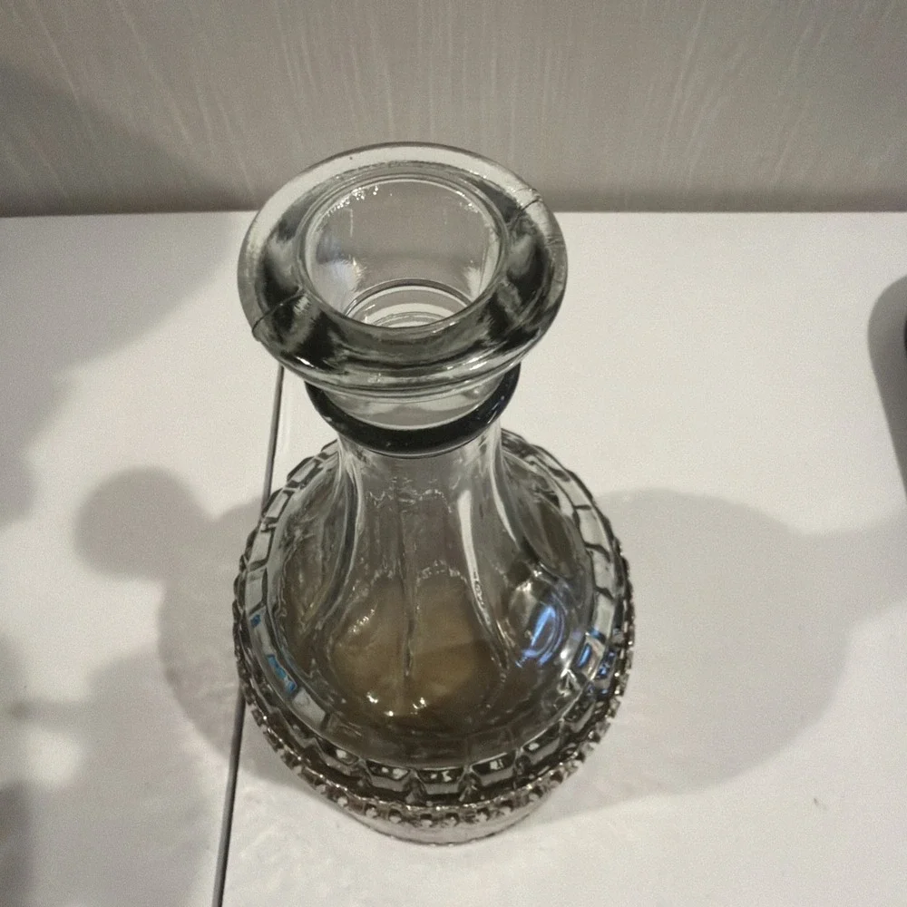 Vtg Gales of Sheffield England Silver Plate‎ Crystal Decanter Bottle No Top